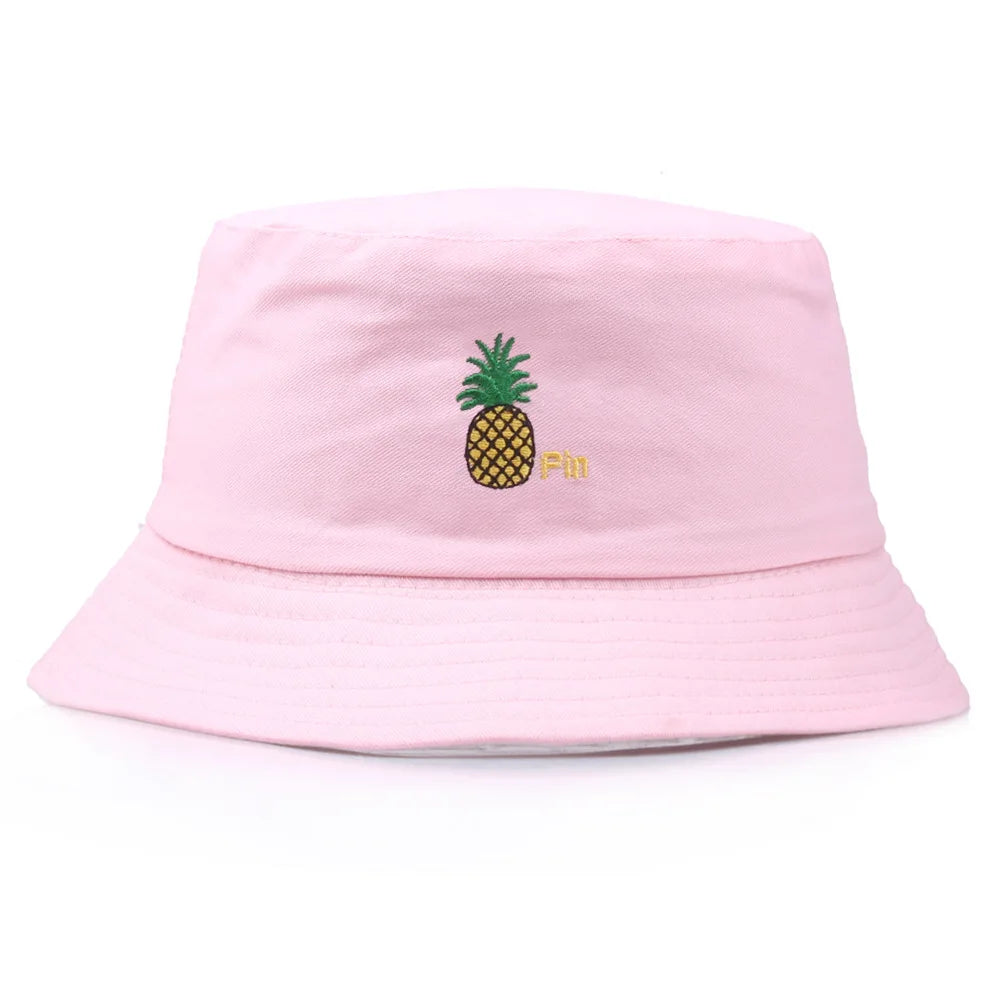 Pineapple Embroidered Hip Hop Summer Bucket Hat