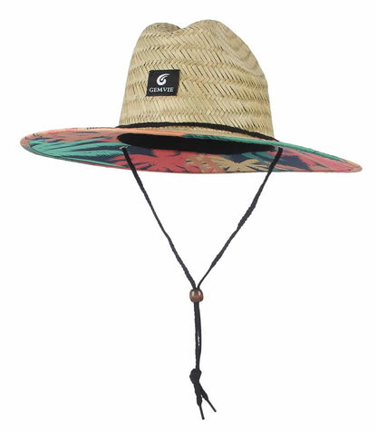 Fashion Straw Lifeguard Summer Beach Sun Hat Wide Brim