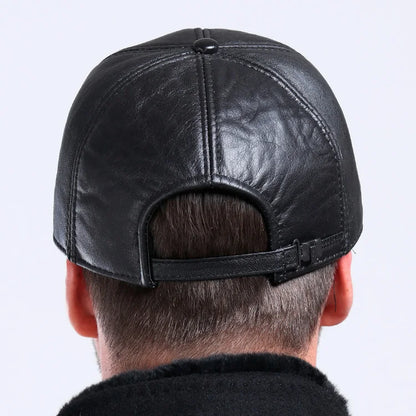 Sheepskin Leather Winter Baseball Cap