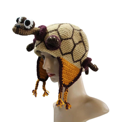 Knitted Tortoise Earmuff Braided Bucket Hat