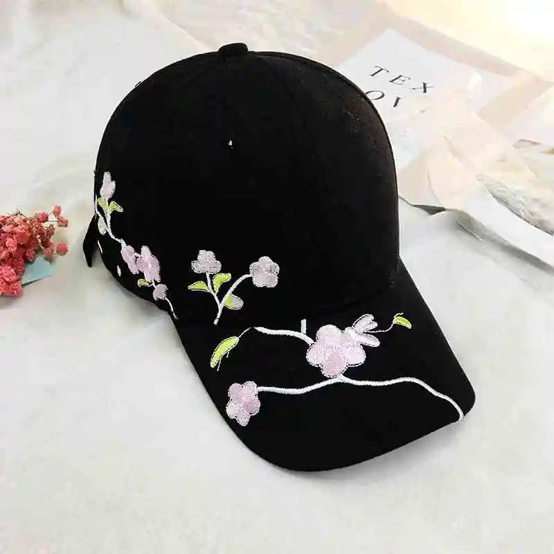 Plum Flower Embroidery Cotton Baseball Cap