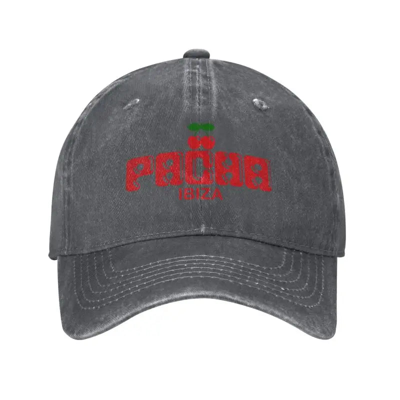 Preppy Cherry Washed Denim Baseball Cap