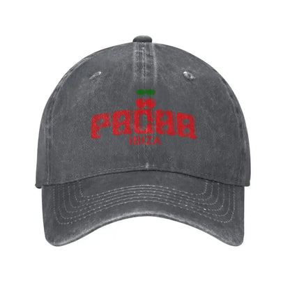 Preppy Cherry Washed Denim Baseball Cap