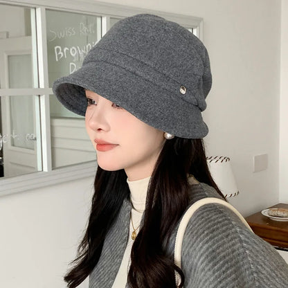 Soft Brim Metal Label Fashion Bucket Hat