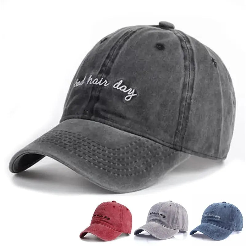 Letter Embroidery Washed Cotton Baseball Cap