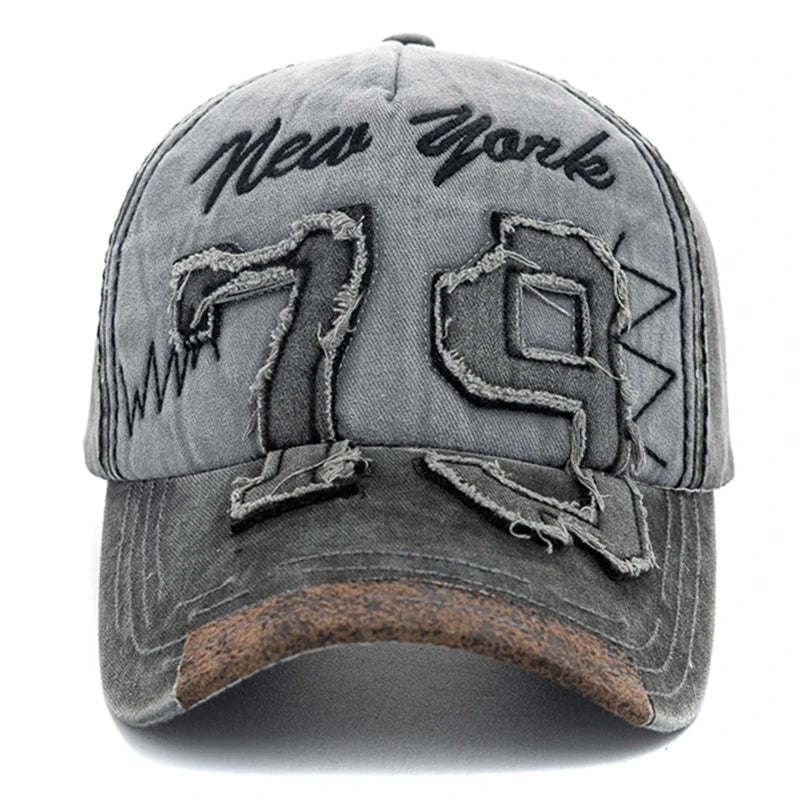 Letter Embroidered Washed Cotton Adjustable Baseball Hat