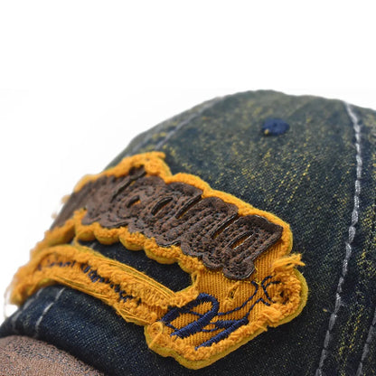 Summer Denim Embroidered Letter Adjustable Baseball Cap