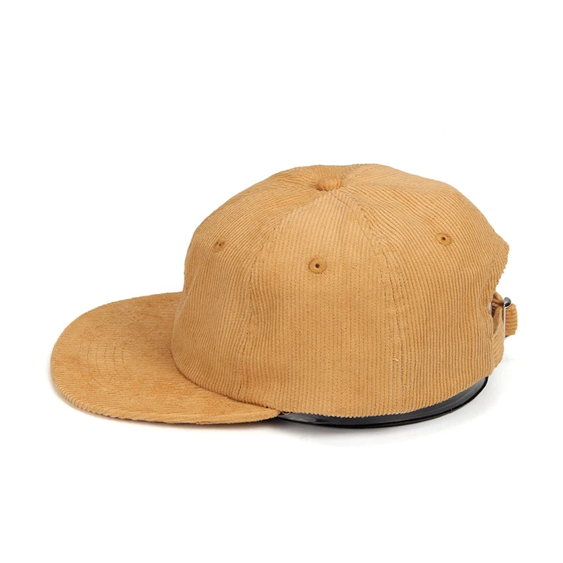 Corduroy 6-Panel Flat Brim Hip Hop Cap