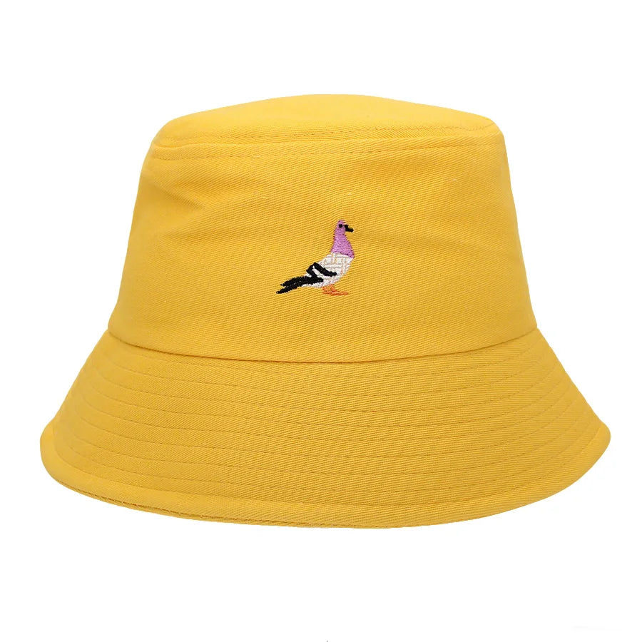 Unisex Embroidered Pigeon Bucket Hat