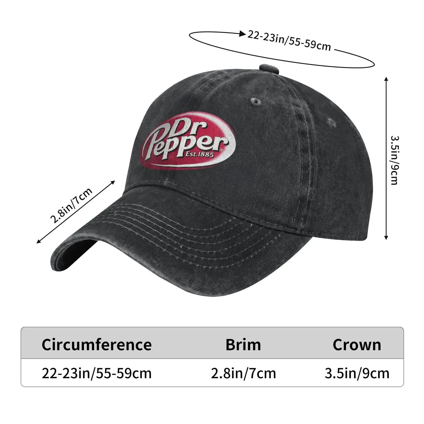 Dr Pepper Letter Distressed Snapback Baseball Cap
