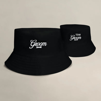 Groom Bride Team Embroidered Wedding Bucket Hat