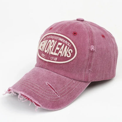Vintage Letter Embroidered Washed Cotton Baseball Cap