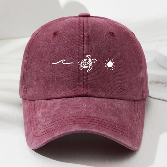 Wave Turtle Retro Baseball Cap Unisex