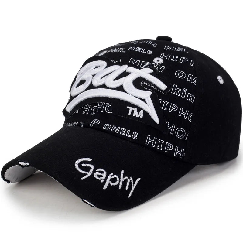 Broken Hole Bat Embroidered Hip Hop Baseball Cap
