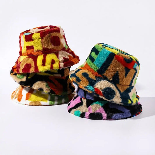 Winter Fluffy Fur Thickened Windproof Warm Bucket Hat Women Men
