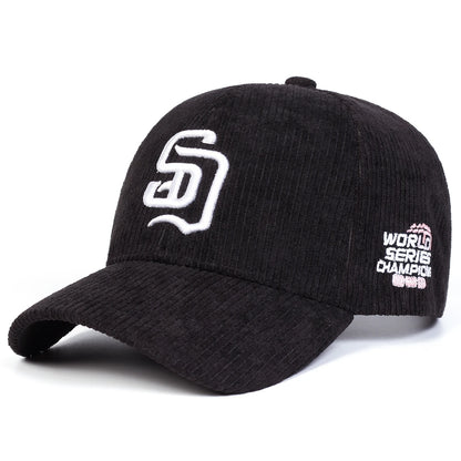 Unisex SD Letter Embroidery Corduroy Baseball Caps