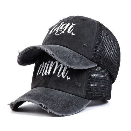 Unisex Mimi Gigi Embroidery Wash Baseball Net Caps
