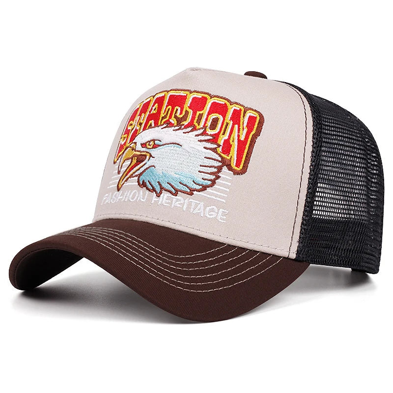 Station Eagle Head Mesh Hip Hop Baseball Cap