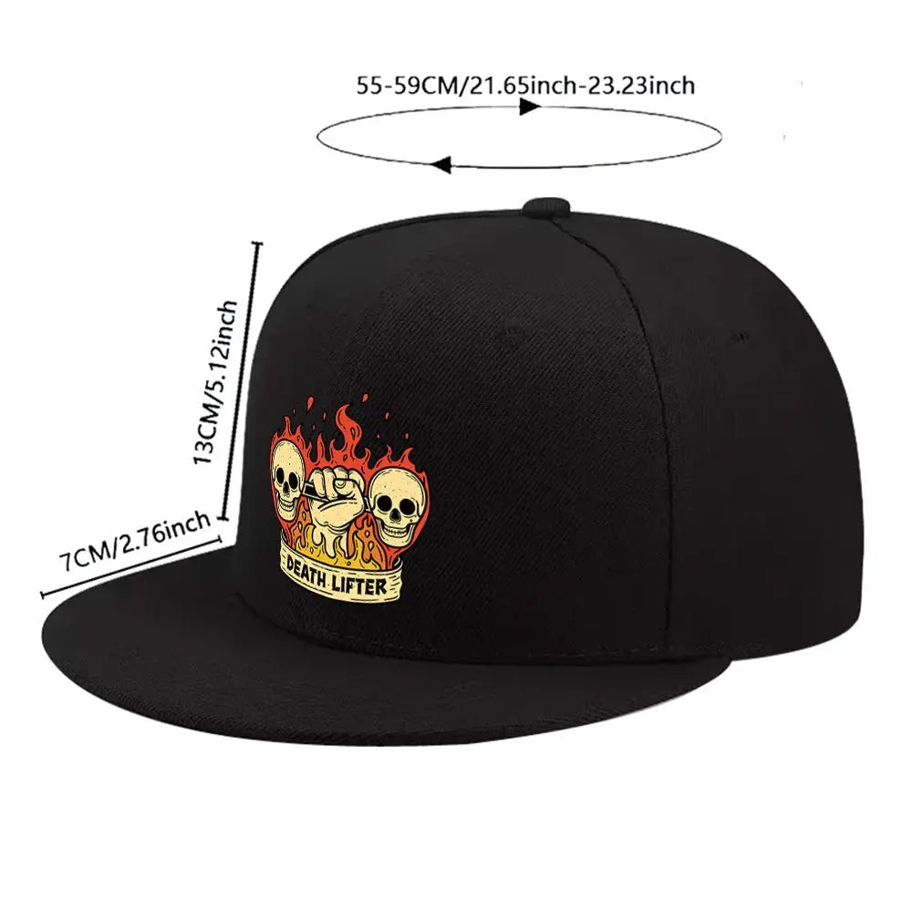 Death Lifter Skulls Flat Brim Snapback Cap