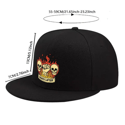Death Lifter Skulls Flat Brim Snapback Cap