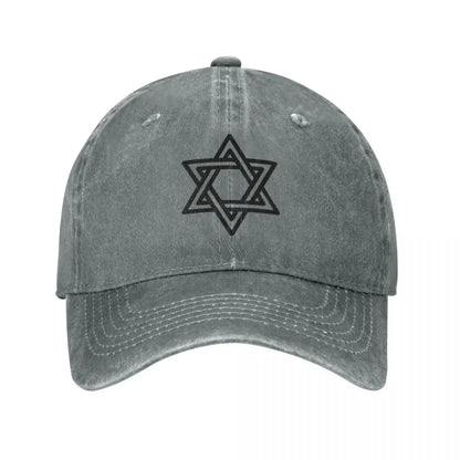 Happy Hanukkah Star of David Denim Baseball Cap