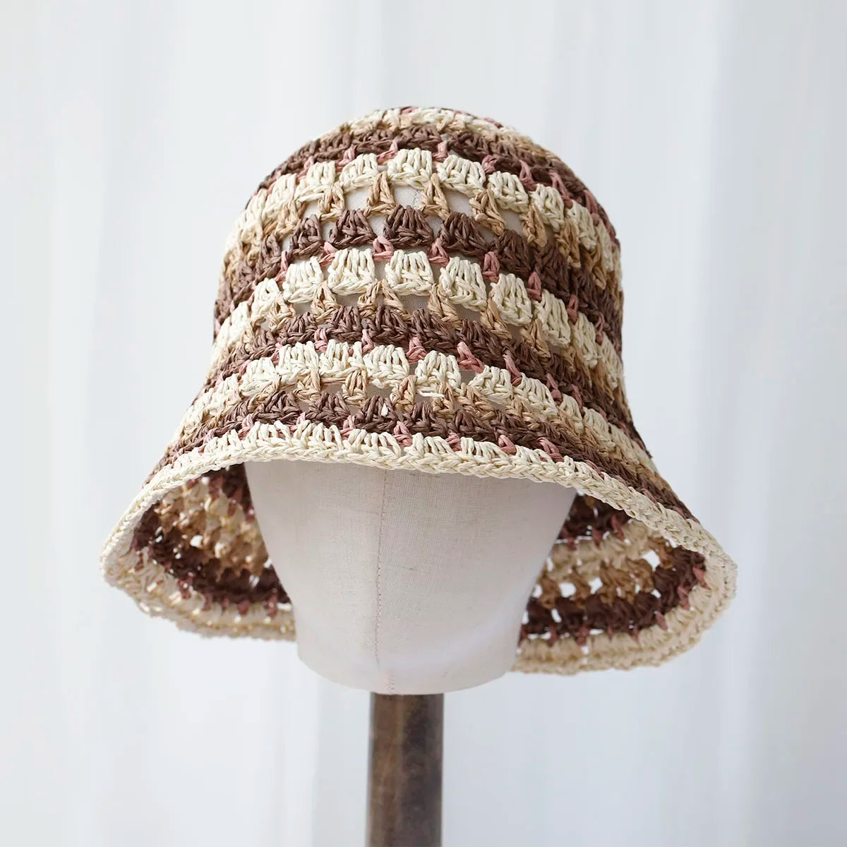 Handmade Multicolor Straw Bucket Hat