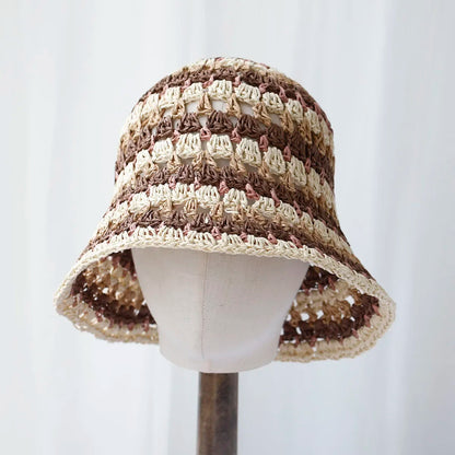 Handmade Multicolor Straw Bucket Hat