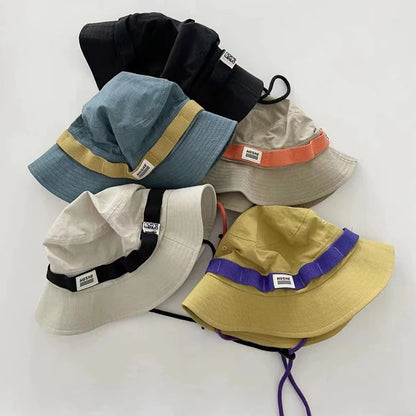 Japanese Color Block Wide Brim Bucket Hat