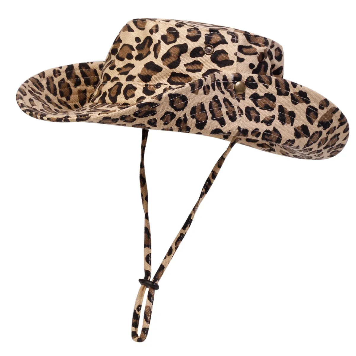 Leopard Print Wide Brim Bucket Hat Men