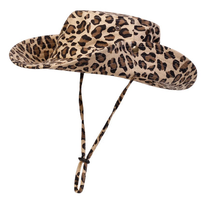 Leopard Print Wide Brim Bucket Hat Men
