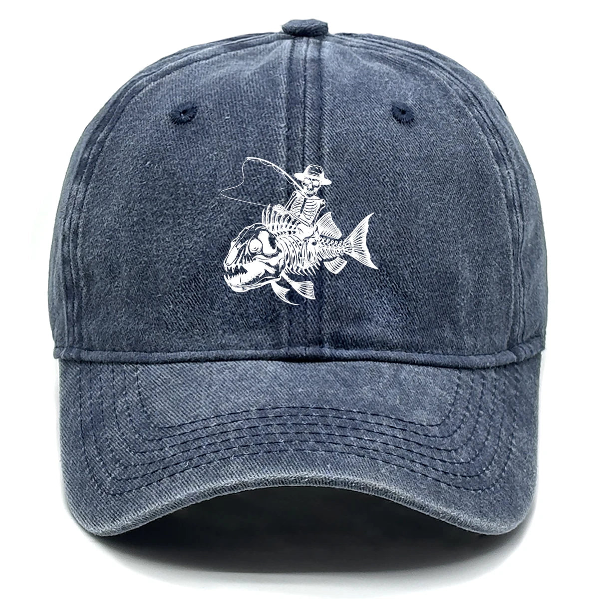 Fishing Skulls Washed Cotton Snapback Caps