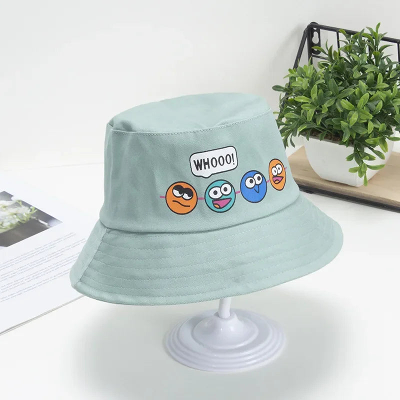 Kids Cartoon Windproof Rope Bucket Hat