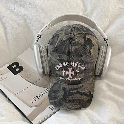 Retro Cross Stitch Camouflage Baseball Hat