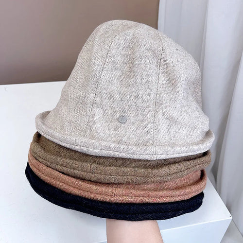 Japanese Retro Wool Crimped Bucket Hat
