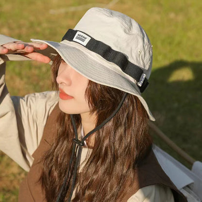 Japanese Color Block Wide Brim Bucket Hat