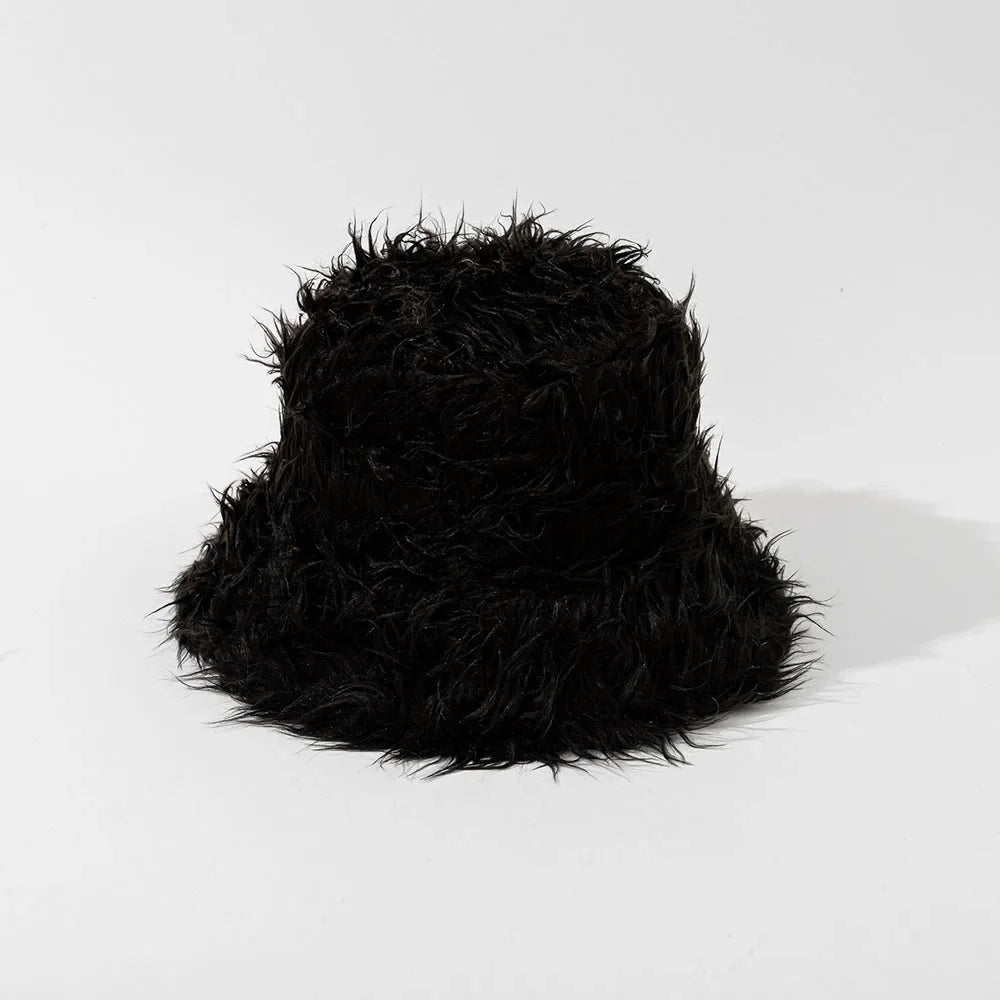 Leopard Fur Plush Autumn Winter Bucket Hat