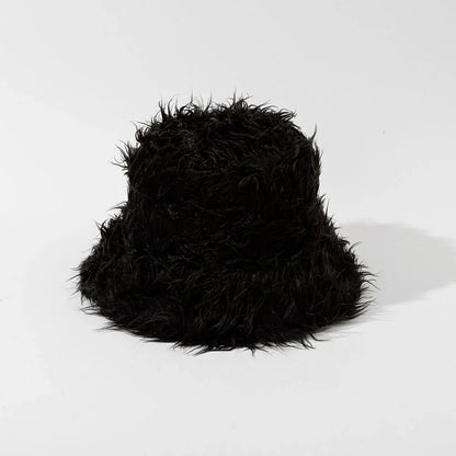 Leopard Fur Plush Autumn Winter Bucket Hat