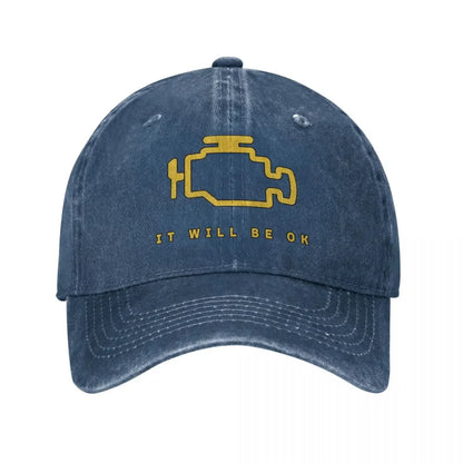 Mechanic Check Engine Light Washed Baseball Cap