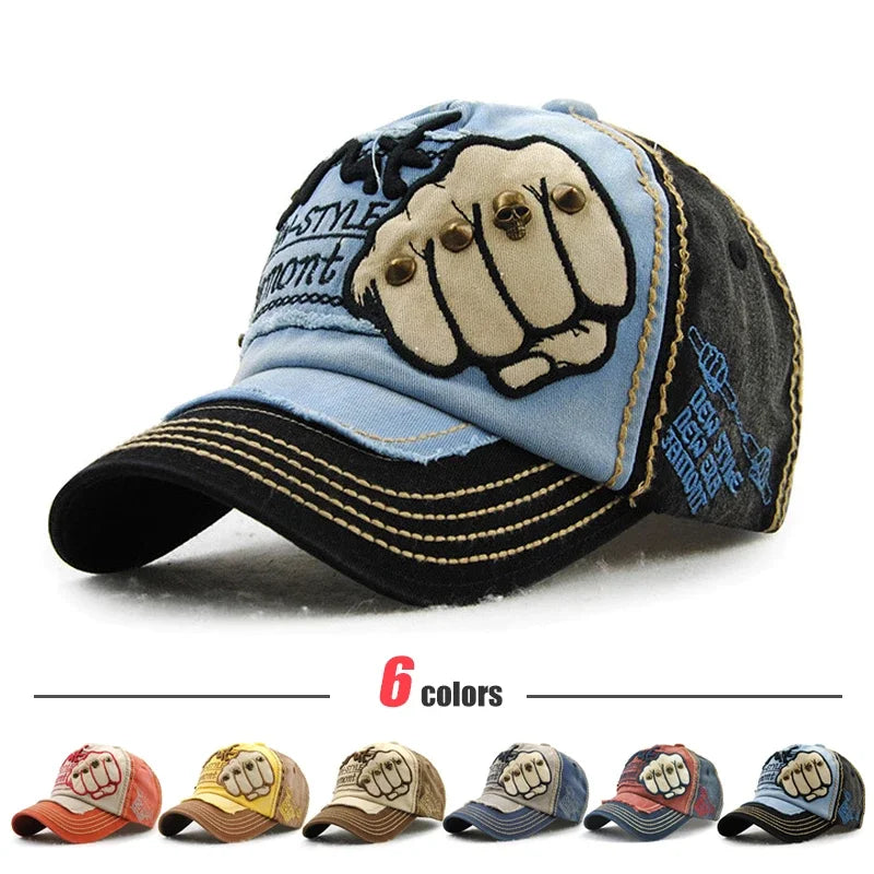 Fist Rivet Patch Adjustable Baseball Cap