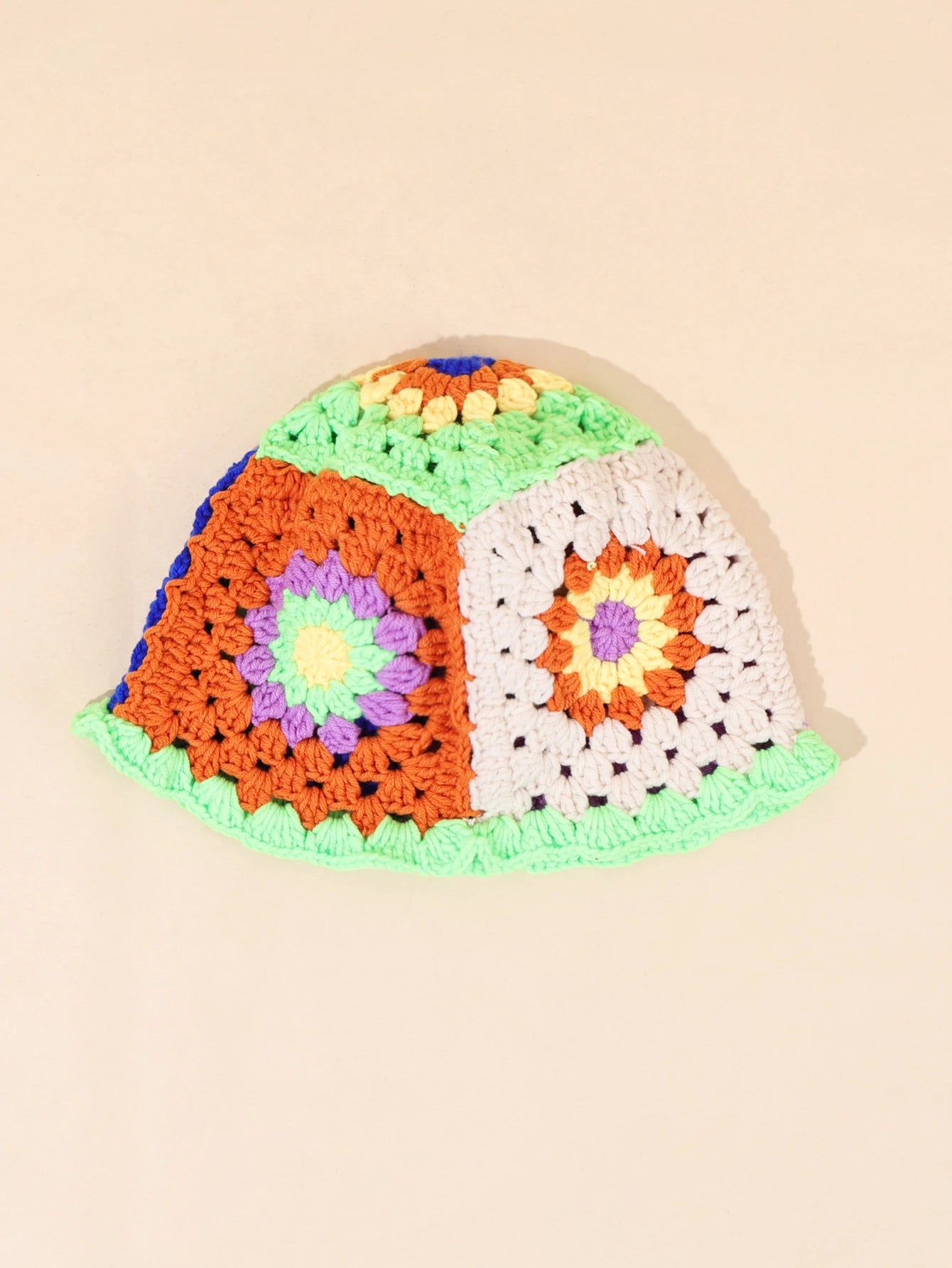 Ethnic Patchwork Warm Knitted Bucket Hat