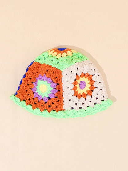 Ethnic Patchwork Warm Knitted Bucket Hat