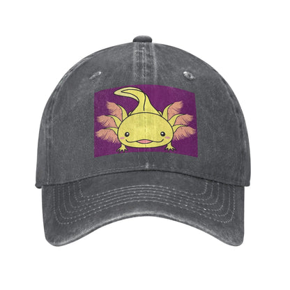 Cute Axolotl Perfect Saying Washed Denim Baseball Cap
