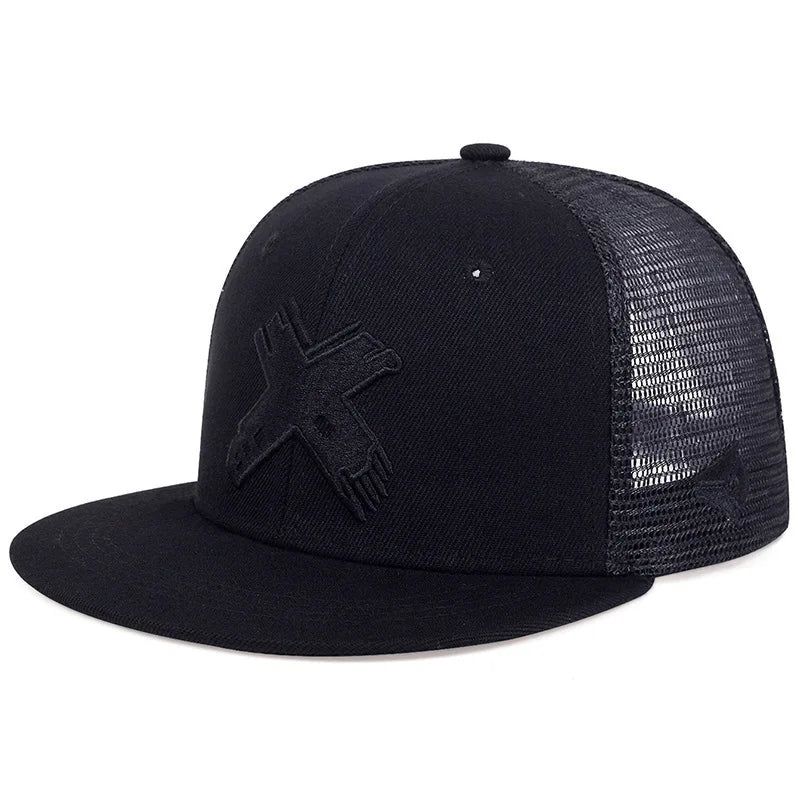 Simple Letter X Embroidery Hip Hop Snapback Cap
