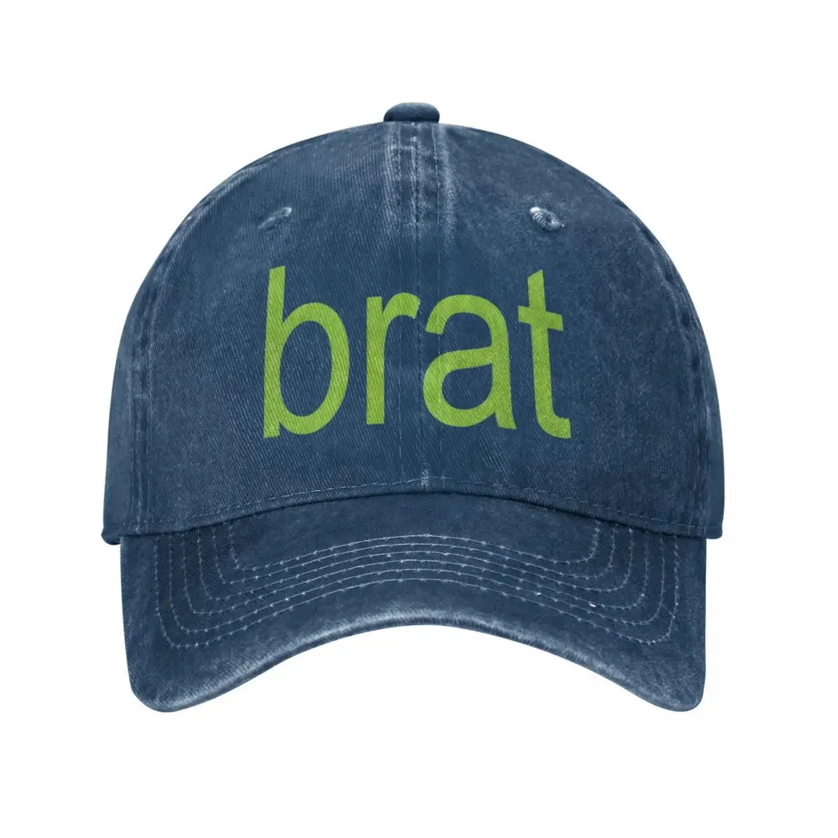 Brat Green Distressed Denim Baseball Cap