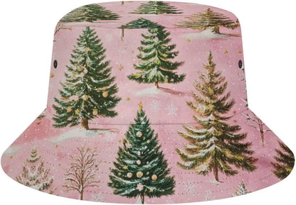 Summer Pink Green Xmas Tree Christmas Bucket Hat