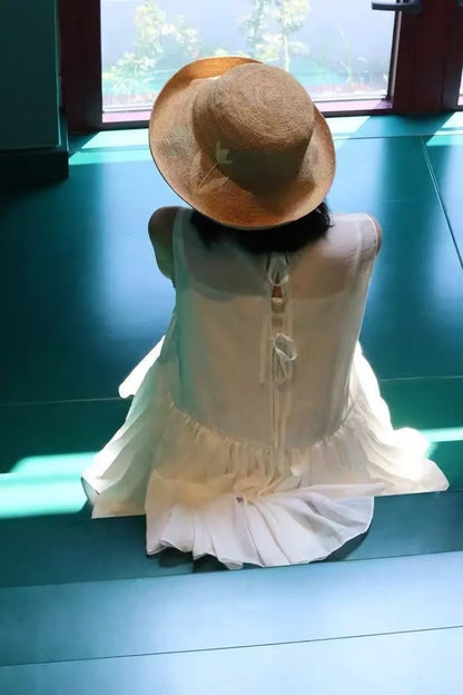 Natural Raffia Woven Wide Brim Bucket Hat