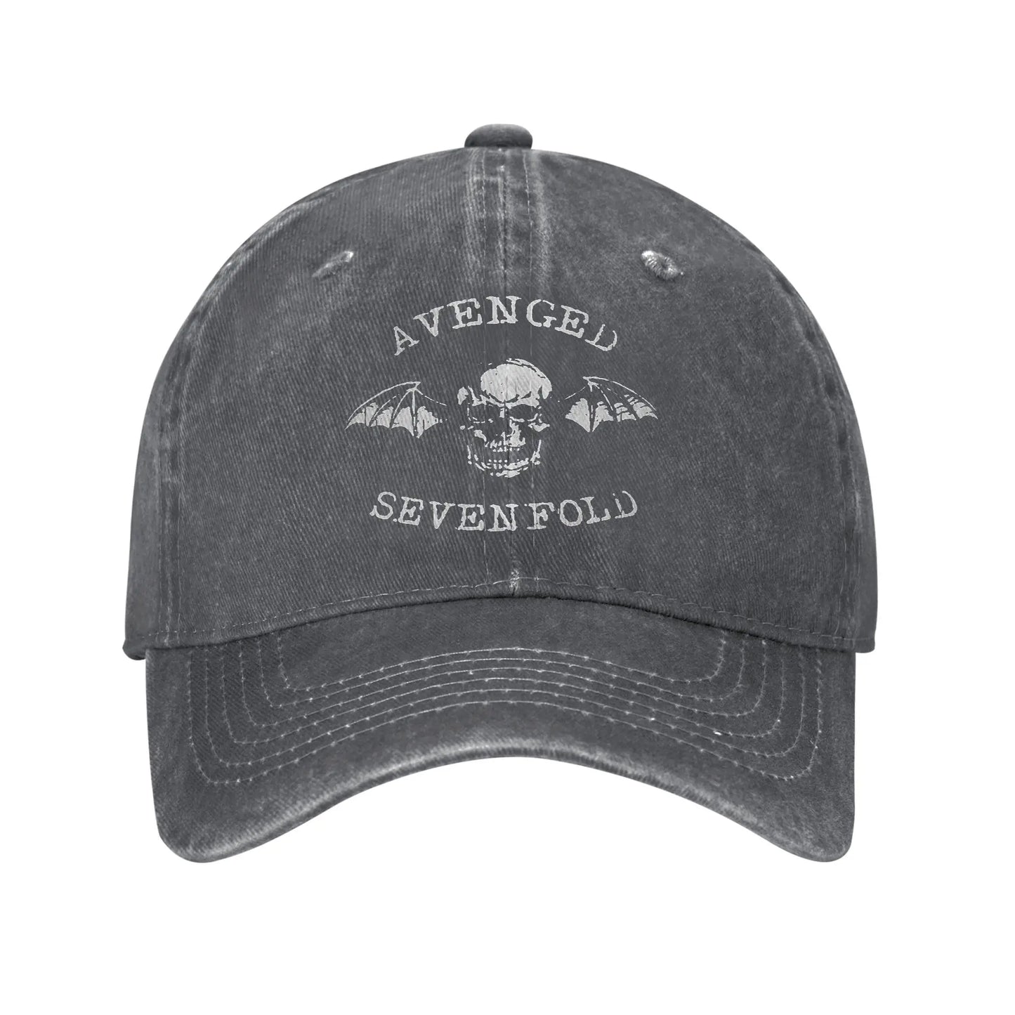 Avenged Sevenfold Skull Distressed Denim Baseball Cap