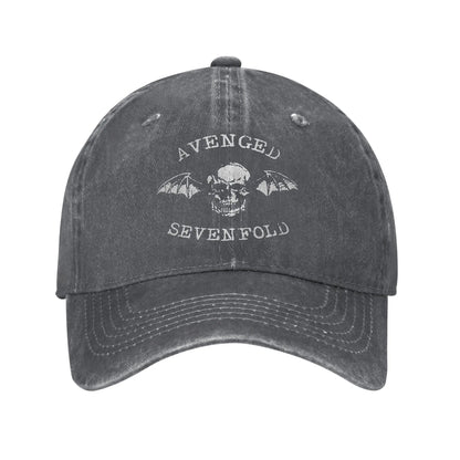 Avenged Sevenfold Skull Distressed Denim Baseball Cap