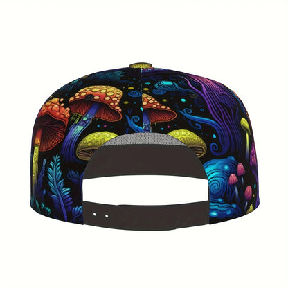 Fantasy Mushroom Print Flat Brim Baseball Cap