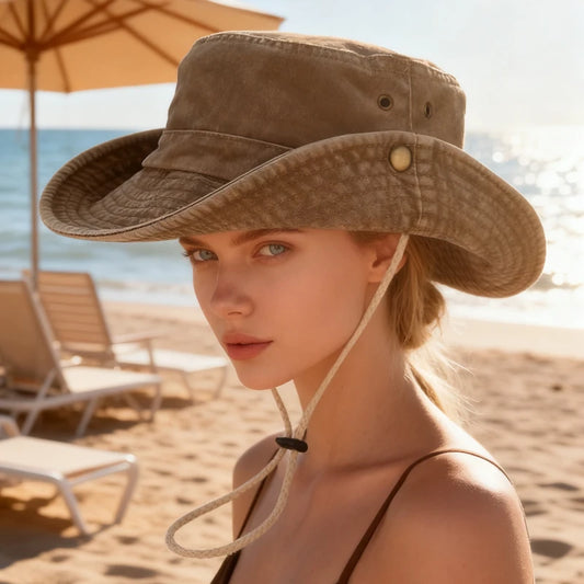 Unisex Wide-Brim Washed Bucket Hat
